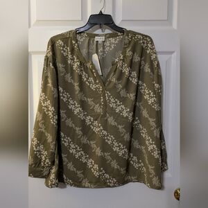 Floral Olive Green Women's Top